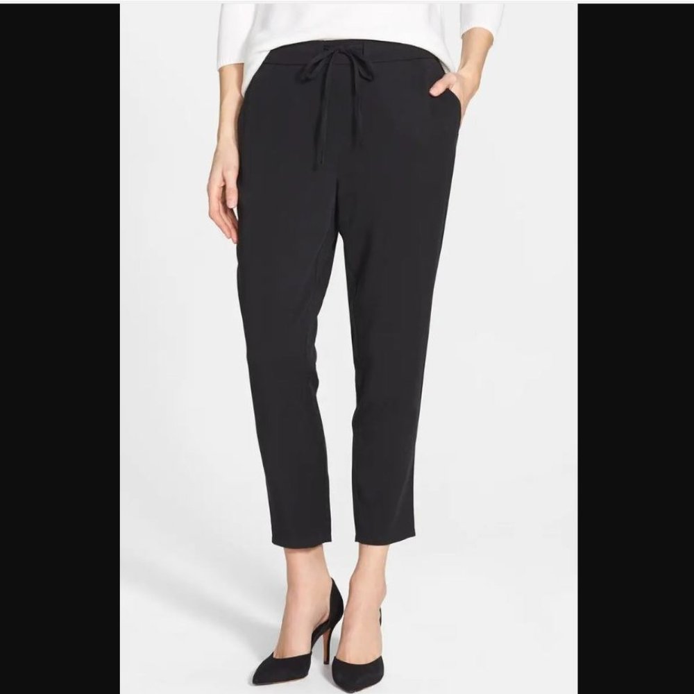 Tencel Ponte Black Slouchy Ankle Drawstring Pants Size XL